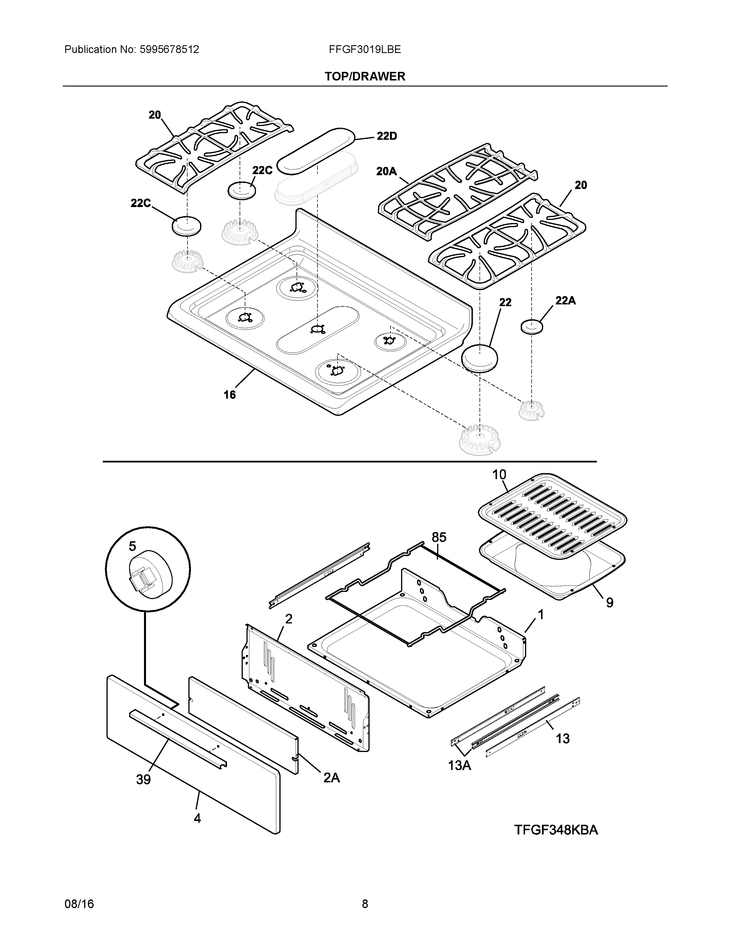 Parts and plans for Electrolux Range/oven, Gas, Freestanding model ...