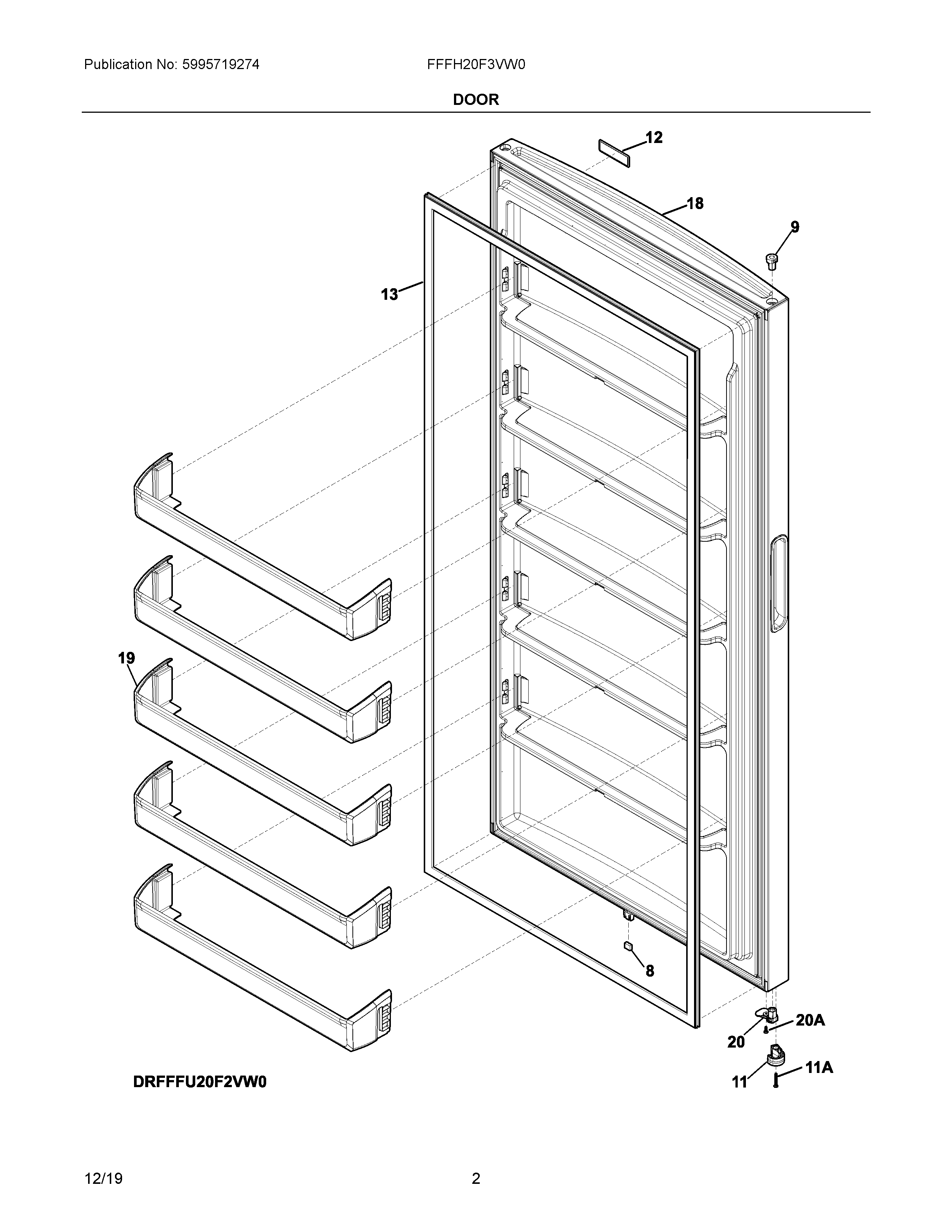 frigidaire fffh20f3vw0