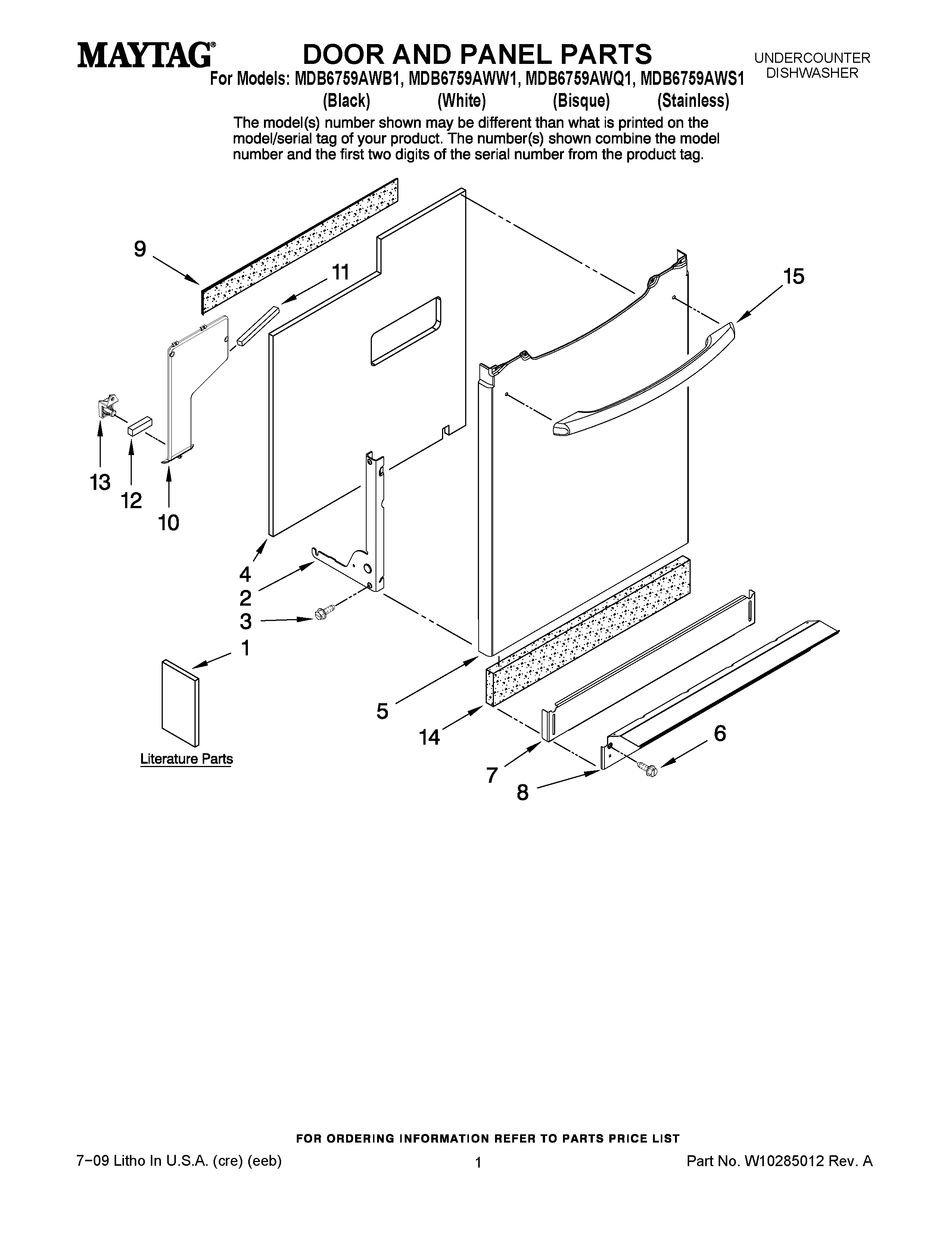 Dishwasher Insulation W10117748 parts