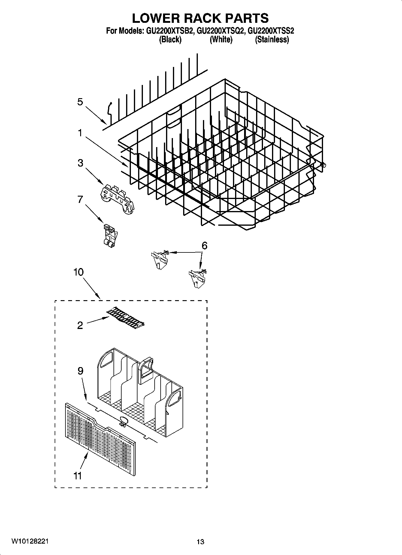 Whirlpool Gold Dishwasher Upper Rack Parts Diagram | Reviewmotors.co